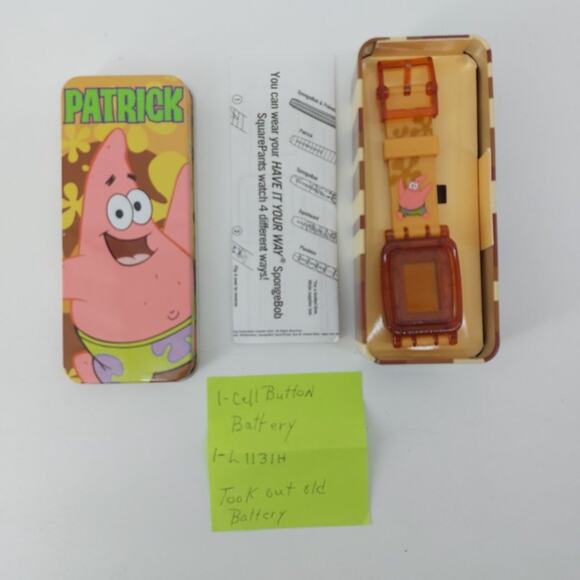Vintage SpongeBob SquarePants Movie Patrick 2004 Viacom Cartoon Watch &Tin - Picture 7 of 10